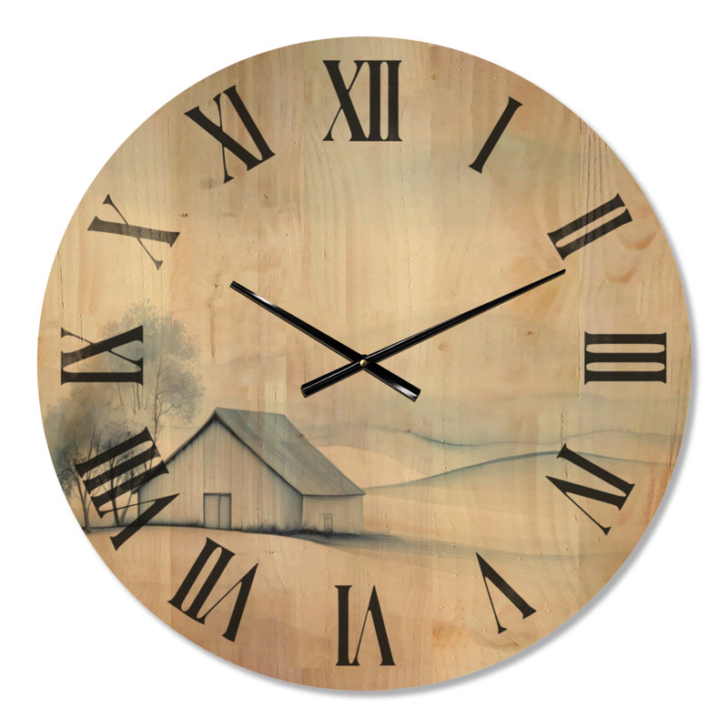 Horloge murale en bois de style ferme Misty Countryside Barn, Médium