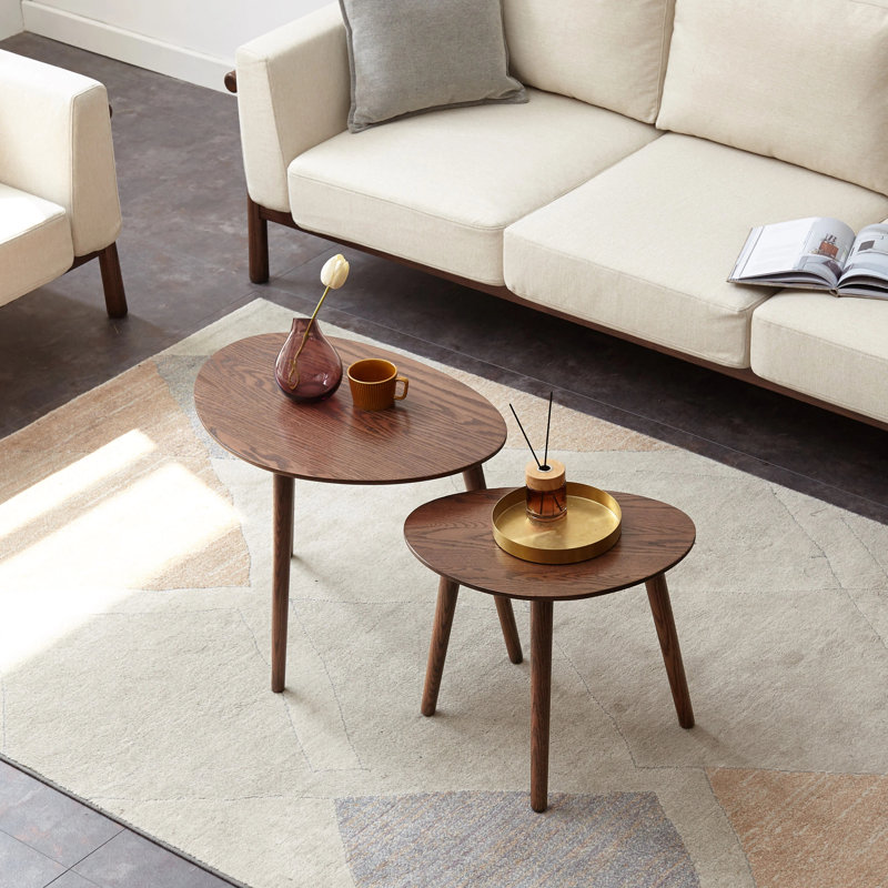 Table gigogne en chêne massif 33,46 "Mid-Century, Chêne brun