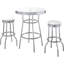 Table de bar ronde Midge White 3 avec fonction pivotante, base en métal, plateau en bois, mobilier de salle à manger des années 1950, tabourets sans dossier en stratifié, tablier, Ambiance
