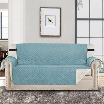 Dovercourt Diamond Sofa Slipcover Reversible 100% Waterproof Box Cushion Sofa Slipcover with Elastic Straps Non-Skid Backing Furniture Protector for Pets Kids Children