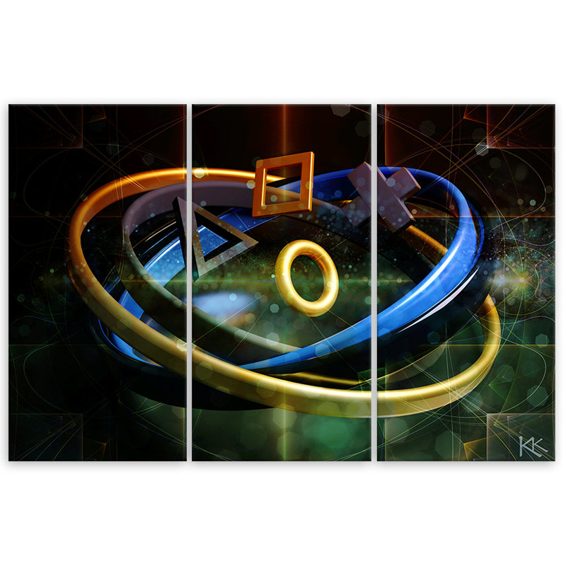 Buttons For The Controller - 3 Piece Wrapped Canvas Print Set, 100cm H x 150cm W