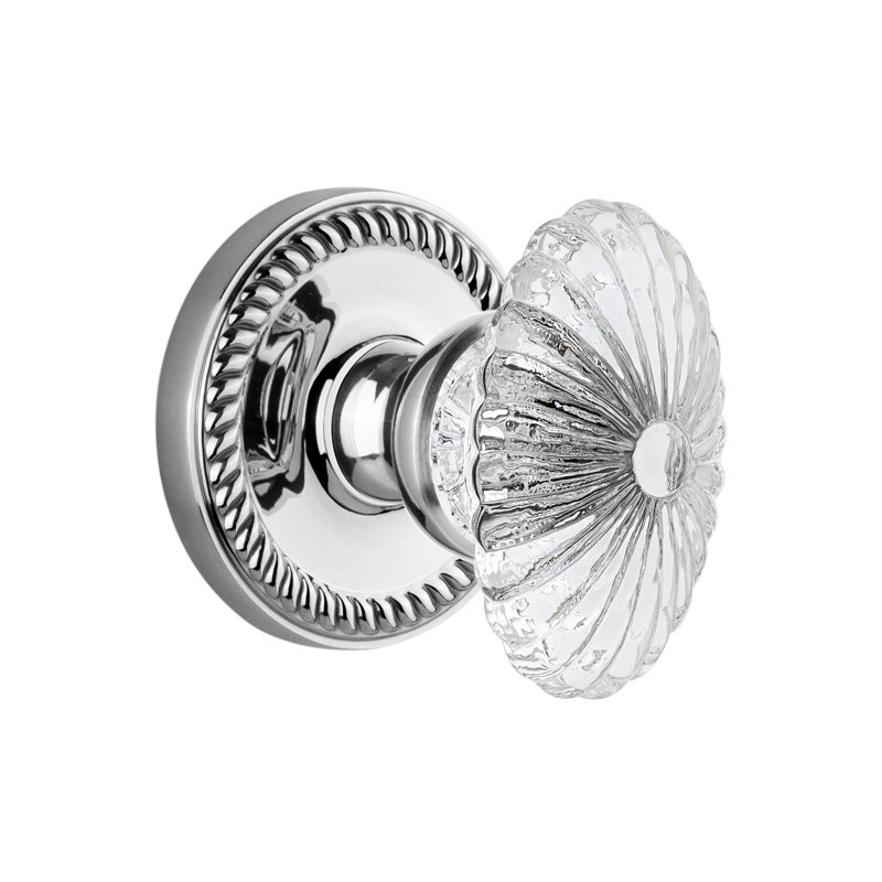 Grandeur Newport Rosette Single Dummy with Burgundy Crystal Door Knob, Bright Chrome