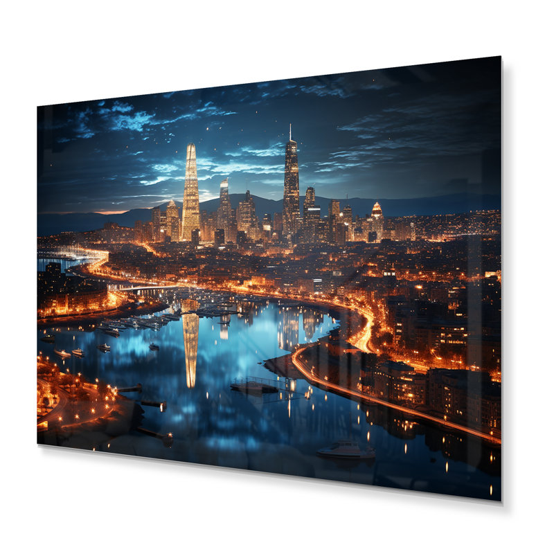 «Barcelona Beautiful Cityscape II», reproduction d'art mural en métal de Barcelone, H 30 po x l 40 po x P 1 po