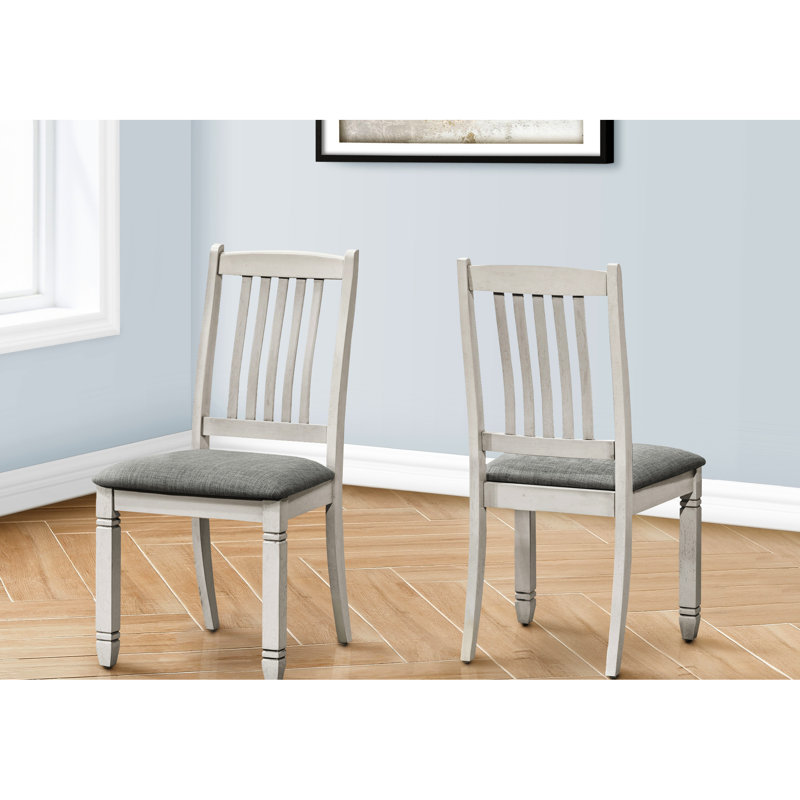 2 chaises de salle à manger de 38 po de hauteur, revêtement gris, aspect antique, cuisine et chambre, rembourrage en mousse, siège 2 pièces de style transitionnel, siège haut rembourré, couleur, utilisation de la pièce, + rembourré,
