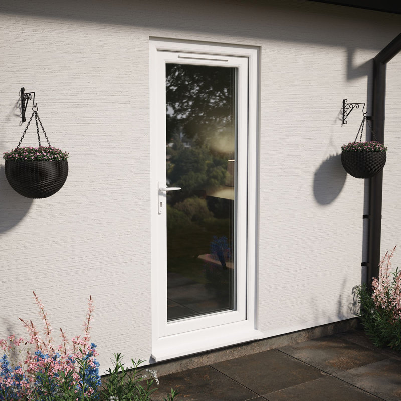 Crystal Direct Clear Glass Finish Polyvinyl Chloride (PVC) Prehung Door, Right , White, 840mm x 2090mm
