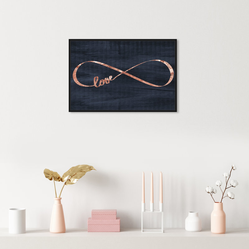 Infinite Love - art textuel sur toile, H 36 po x l 54 po, Cadre noir