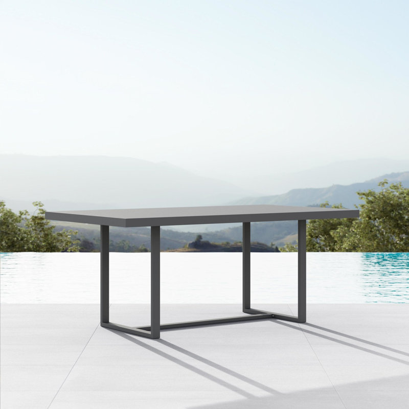 Pavia Power Coated Aluminum Dining Table, Matte Charcoal, 39.37" W x 70.87" L x 29.13" H