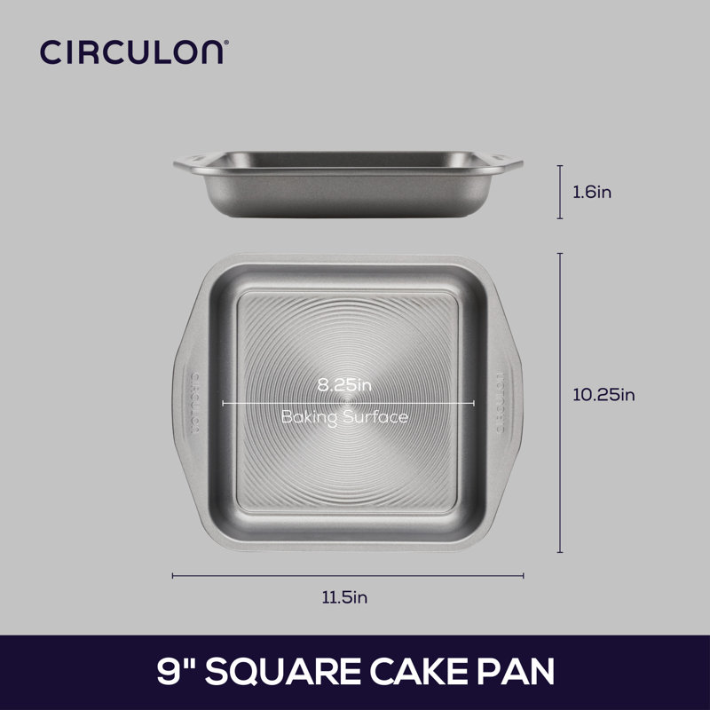 Circulon Nonstick Bakeware Square Cake Pan / Baking Pan, 9 Inch - Gray