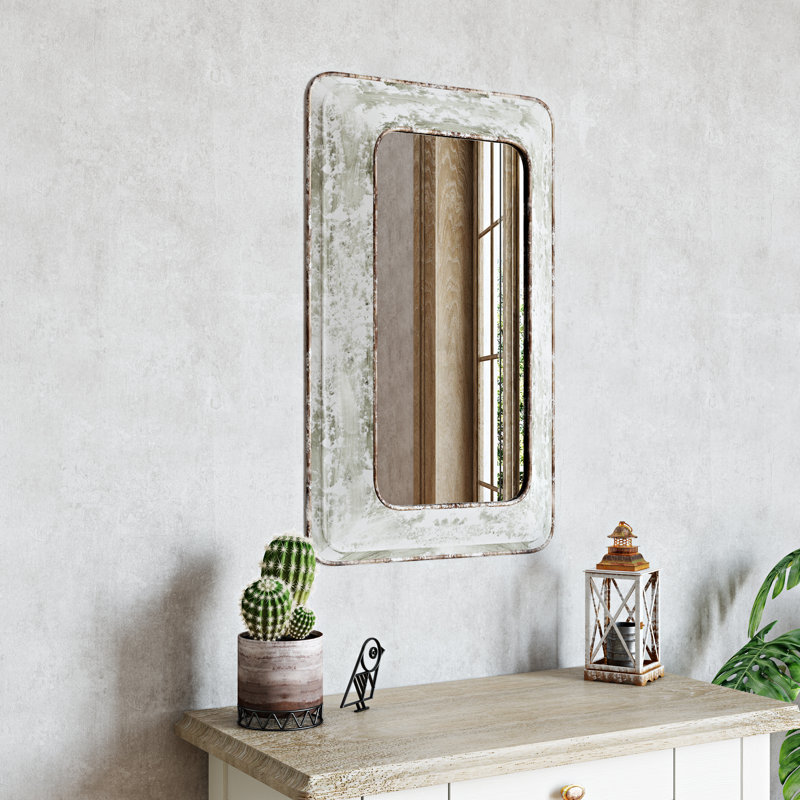 Jaycee Rectangular Metal Farmhouse Wall Mirror
