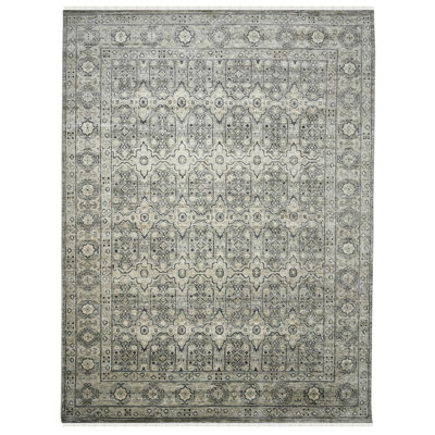 Blu Amerson Oriental Hand-Knotted Wool Gray/Beige Area Rug    
