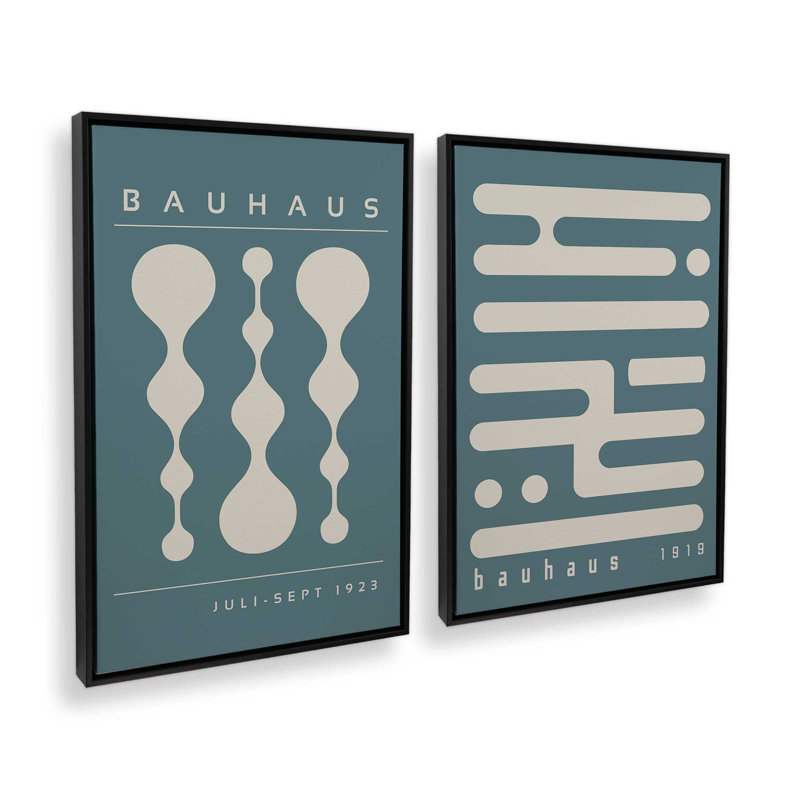Ensemble rétro et rétro Bauhaus, Cadre flottant noir satiné, H 19 po x l 26 po