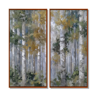 «Birch Tree Forest In Autumn - Birch Wall Art, Gold Nature», reproduction sur toile