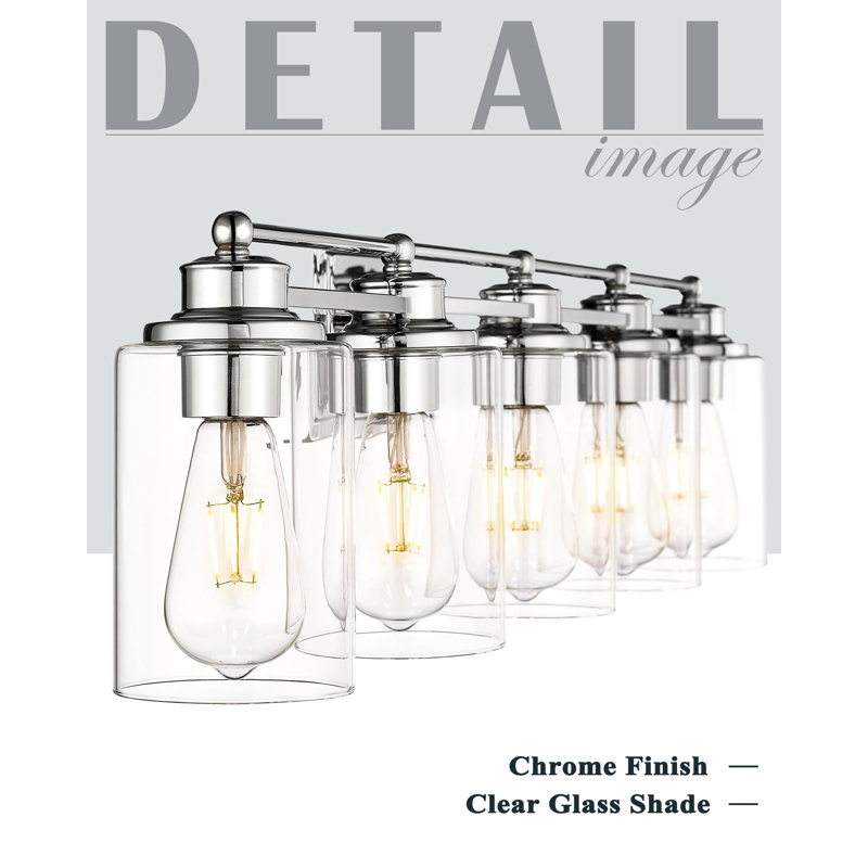 Chrome 37-inch Dimmable 5-Light Bathroom Vanity Fixture