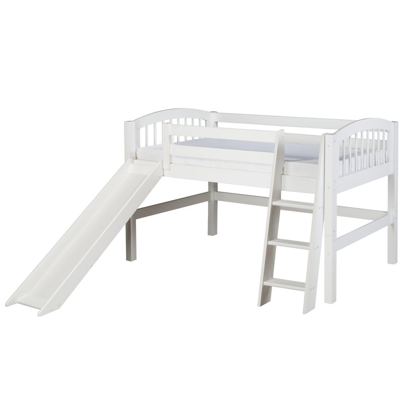 Lit mezzanine simple en bois massif Friedemar, Blanc