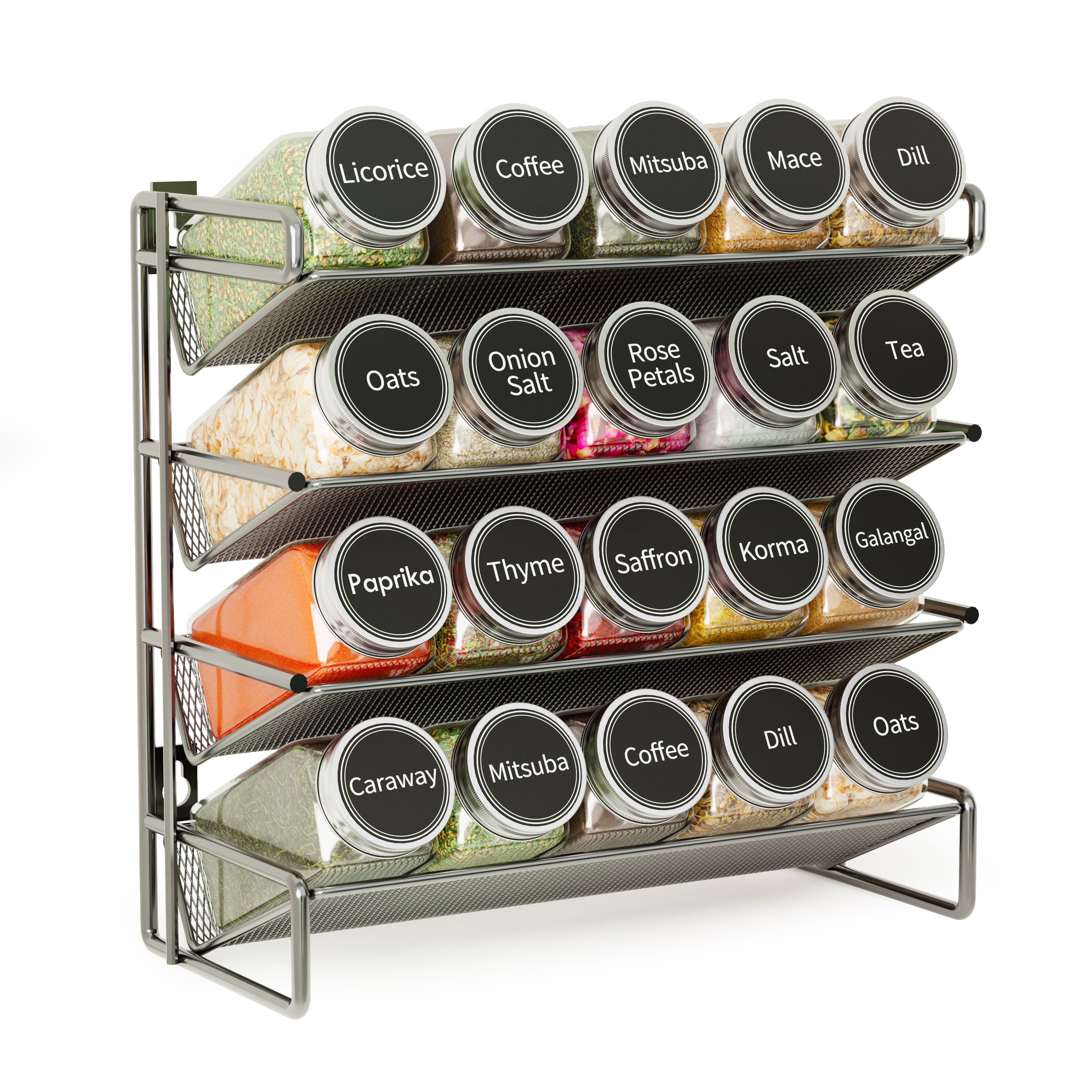 SpaceAid Spice Rack Organizer with Spice Jars, 386 Labels, Chalk Marker and Funnel Set, for Cabinet, Countertop, Pantry, Cupboard or Wall Mount & Reviews | Wayfair