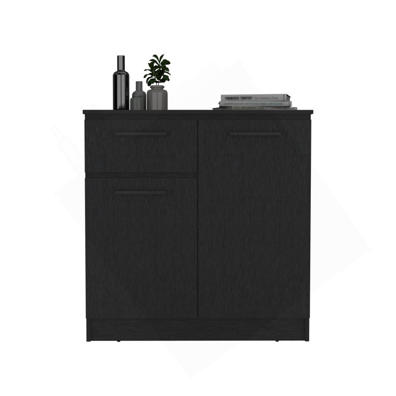 Dresser With 2-Door And Single Drawer, Black