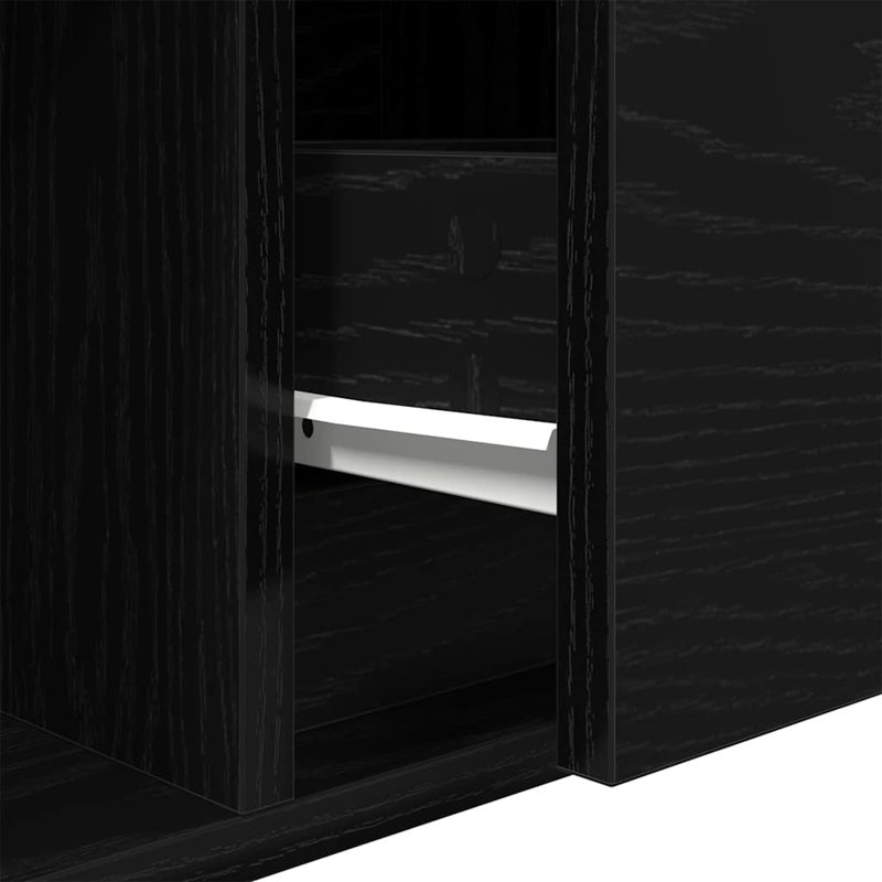TV Cabinet 80X31x25.5 Cm Engineered Wood, 60 cm, Black Oak