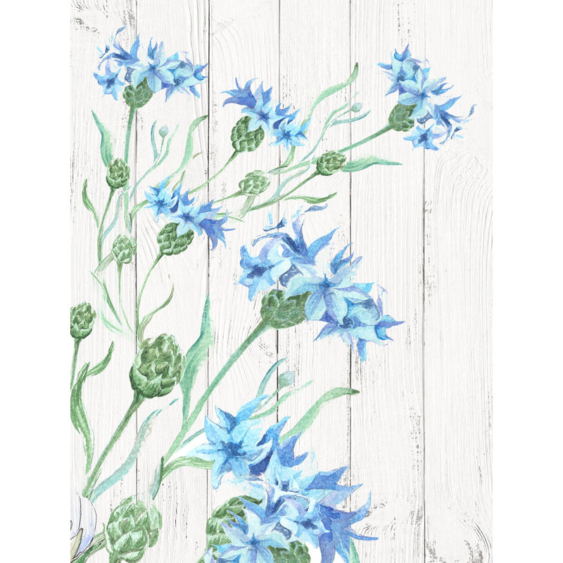 «Azure Tranquility: A Symphony of Blue fleurs», chef-d'œuvre d'aquarelle sur toile tendue, H 16 po x l 12 po x P 1,5 po