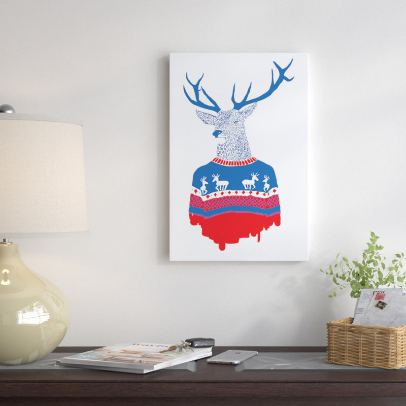 «Umly Winter Pullover», impression sur toile, Papier d'art encadré noir, Blanc, H 32 po x l 24 po x P 1 po