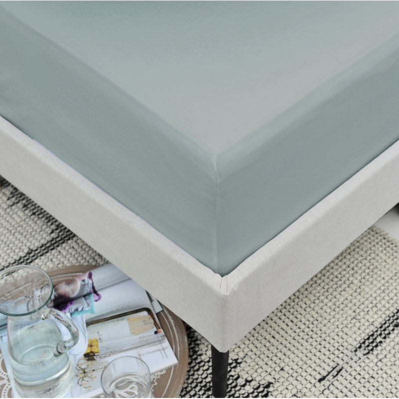 Percale Fitted Sheet, Single (3'), Duck Egg