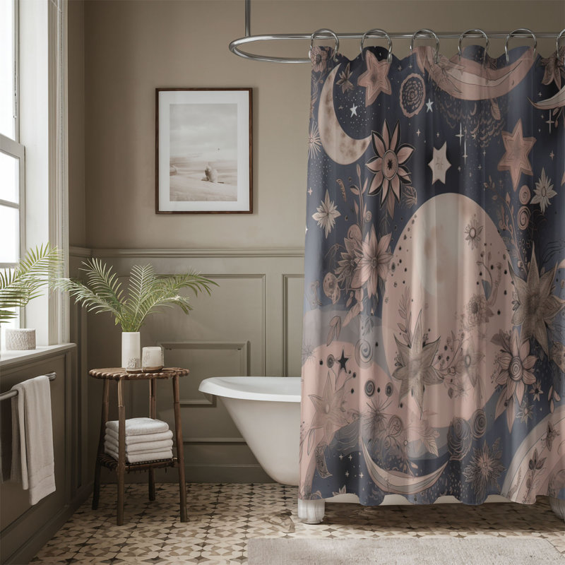 Rideau de douche standard 1 pièce Lunar Abstract, H 74 po x l 71 po