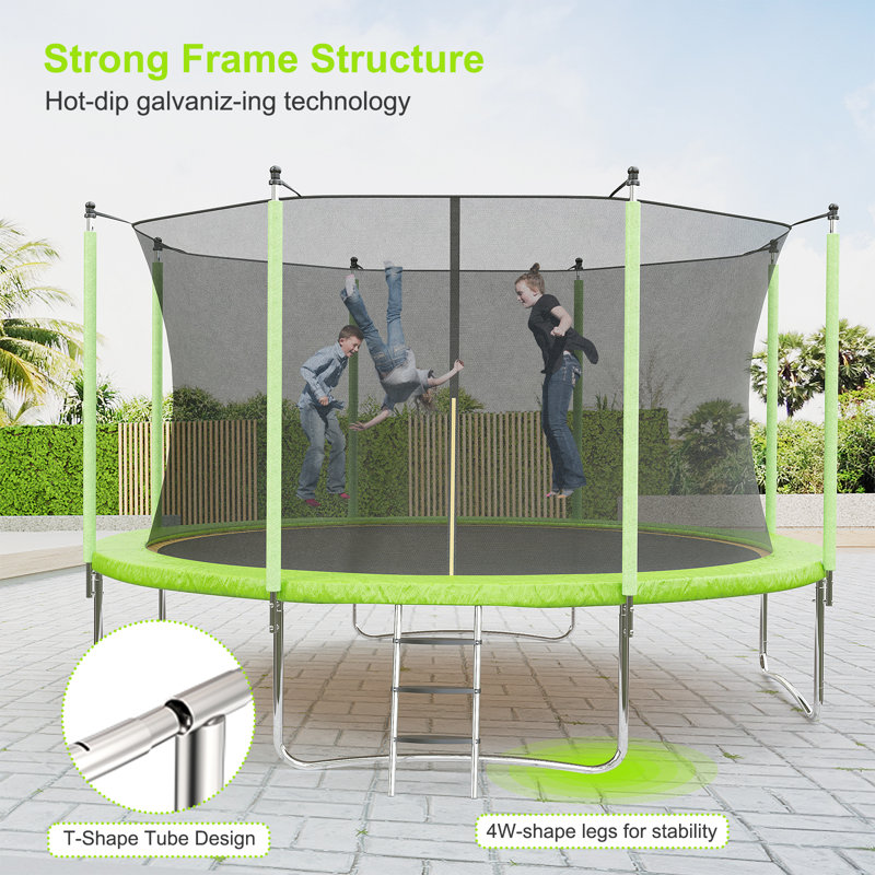 Babevy Round Backyard Trampoline with Safety Enclosure