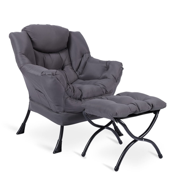 Cyntha 28.5" Wide Velvet Lounge Chair and Ottoman