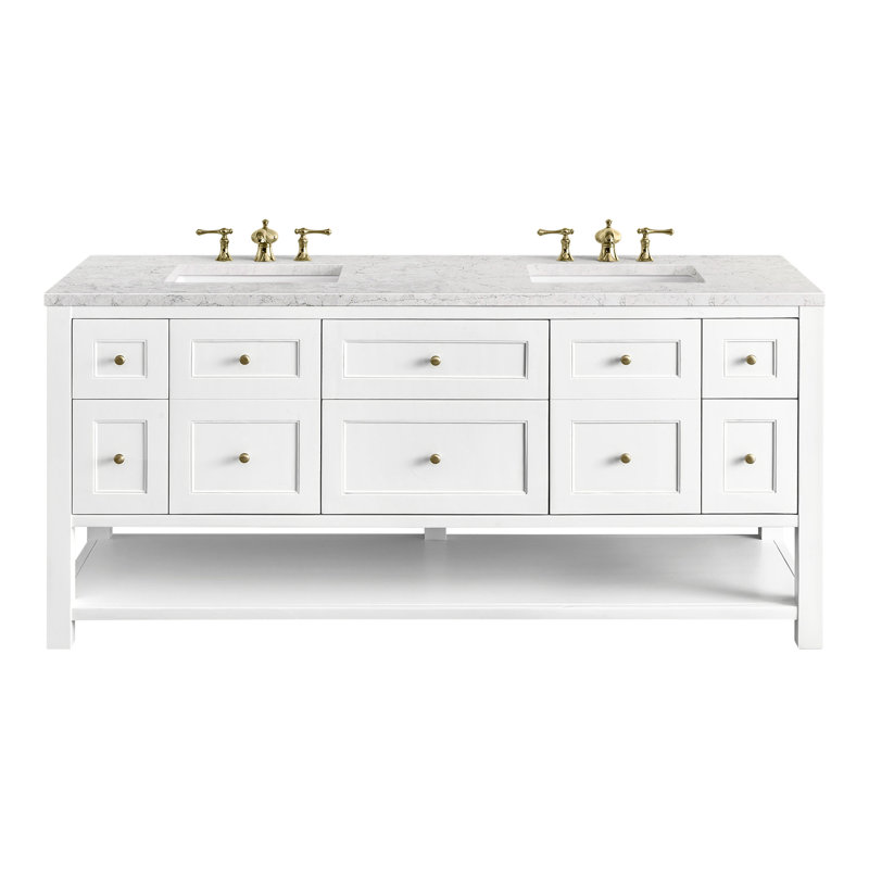 Breckenridge 72'' W Double Vanity, Bright White, Eternal Jasmine Pearl, 8" Widespread