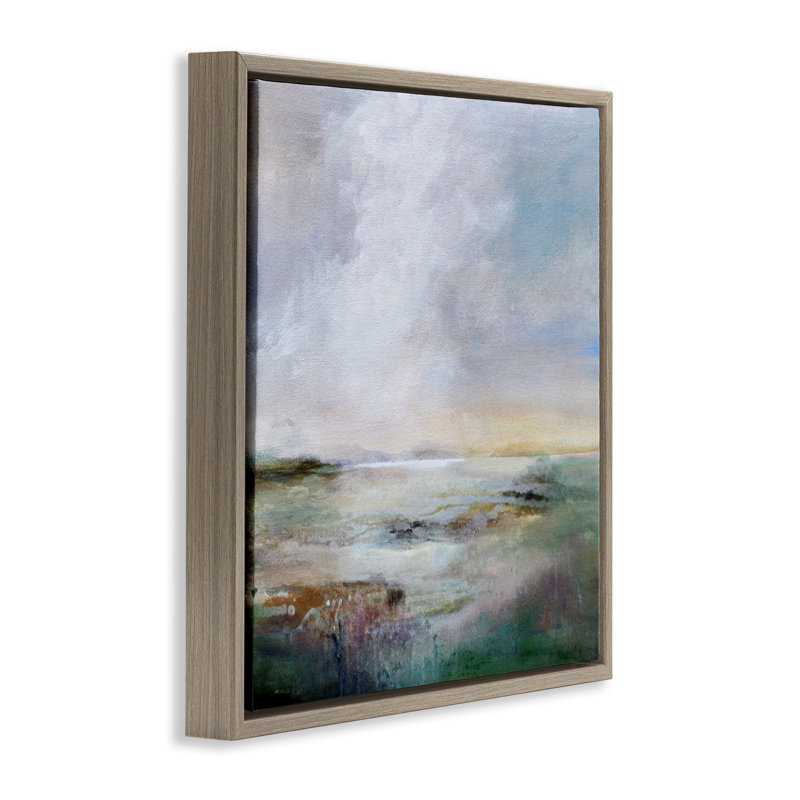 Toile flottante abstraite encadrée par Karen Hale, Cadre flottant orme Montalcino, H 25 po x l 25 po