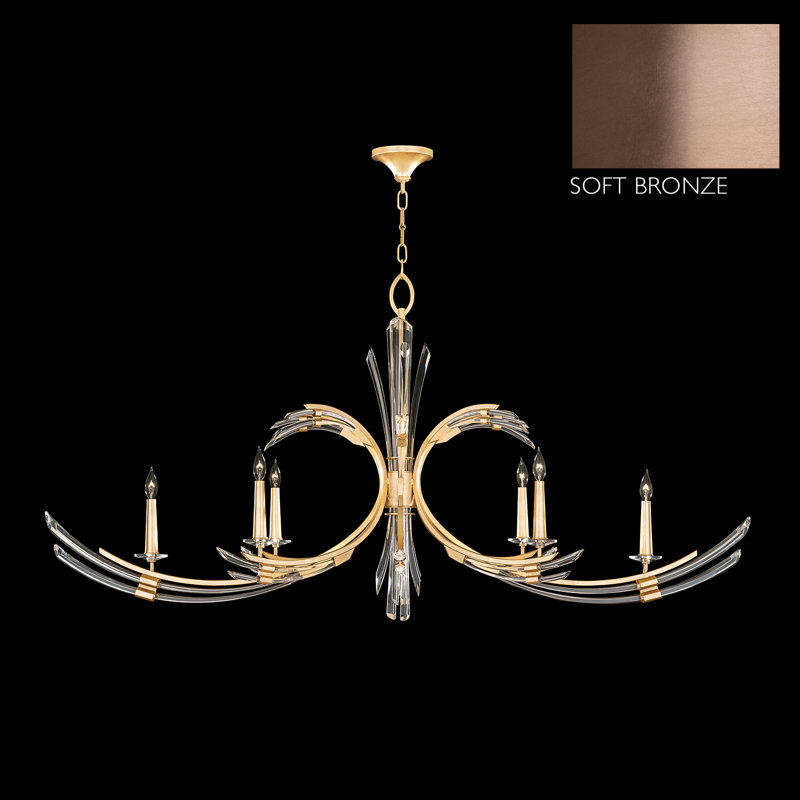 Lustre oblong 68 po Trevi, Bronze doux