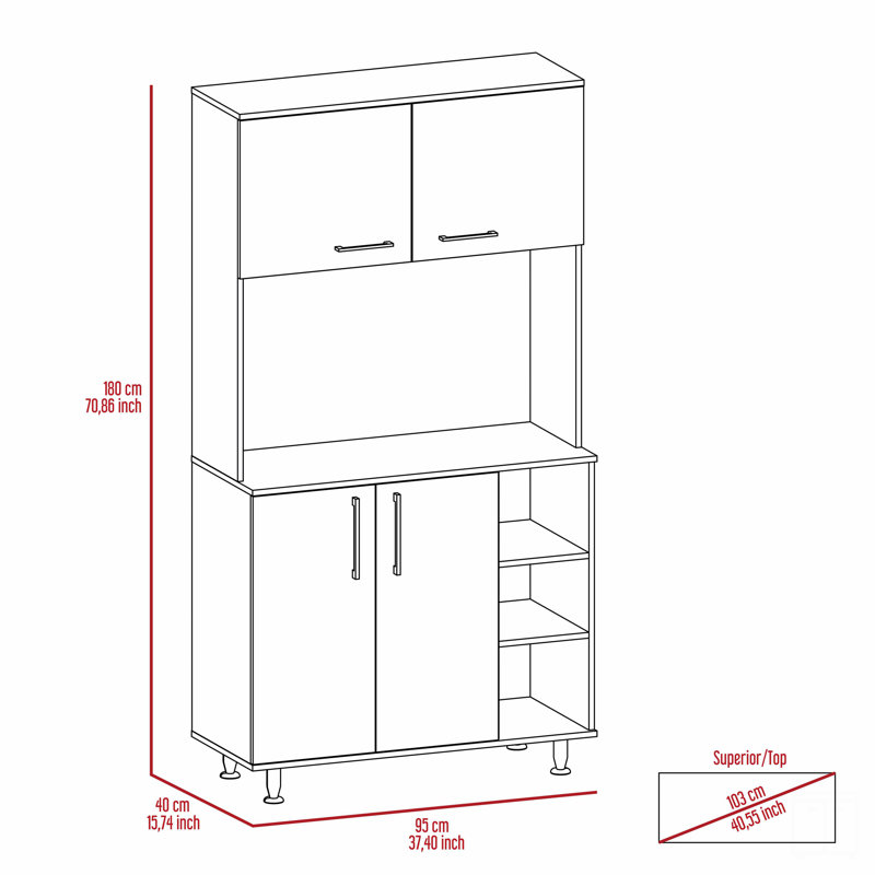 Garde-manger, H 70,86 po x l 37,4 po x P 15,74 po, Blanc