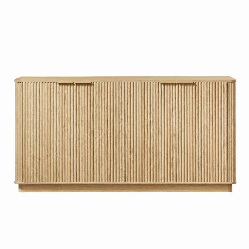 63" Curved Buffet Cabinet Sideboard With Stoarge, Oak
