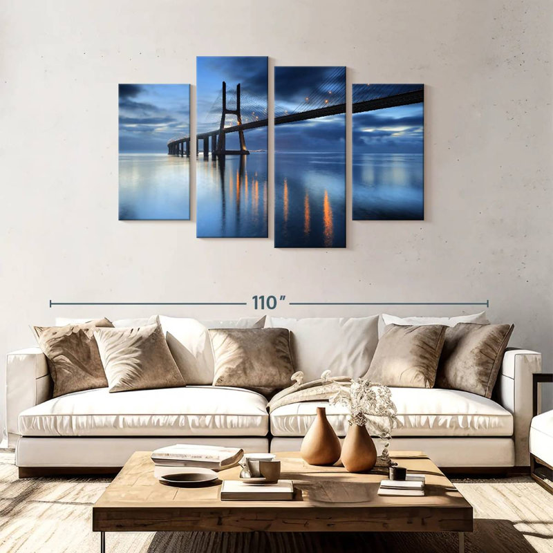 Lilie Vasco Da Gama Bridge la nuit, H 48 po x l 75 po