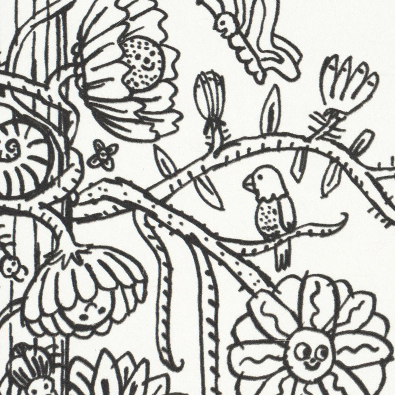 Schumacher X Le papier peint tours de fleurs du New Yorker Edward Steed, Noir