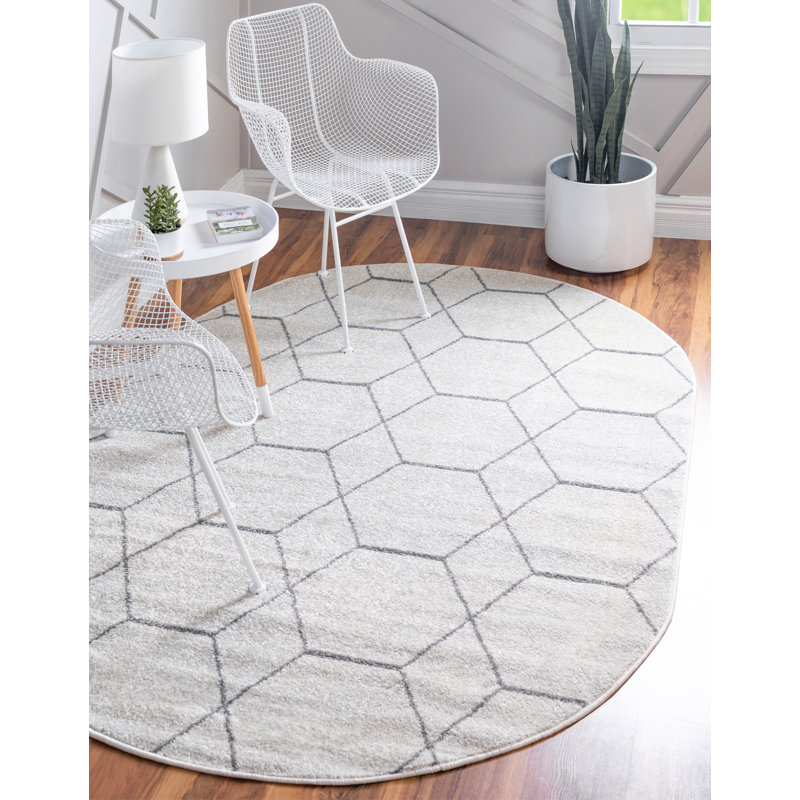 Tapis géométrique Debrodie, Ovale 3 pi 1 po x 5 pi 3 po, Ivoire ivoire