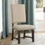 Set of 2 Beige & Smokey Black Fabric Dining Chairs, Modern & Comfortable Seating