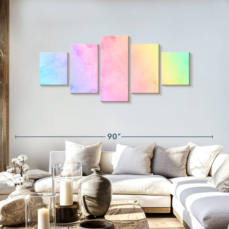 Pastel arc-en-ciel, H 30 po x l 68 po