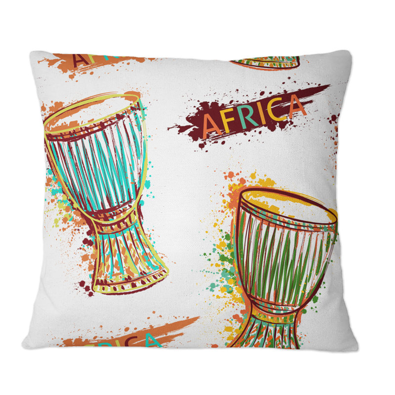 Coussin Traditional Tam Tam Drums IV - Bohemian & Eclectic, 16 po x 16 po