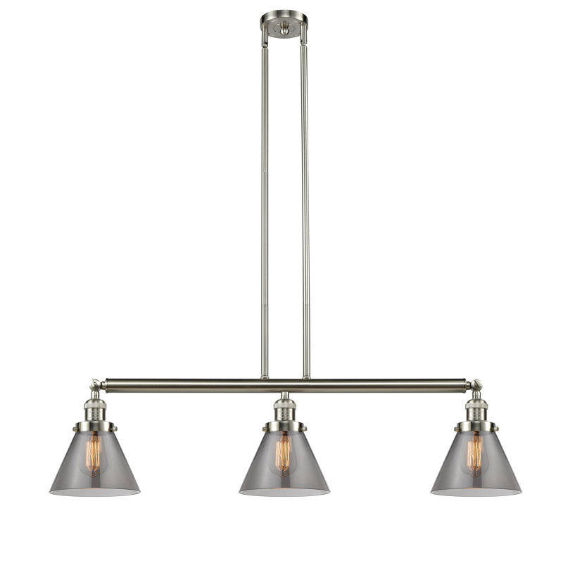 Morgan 3 - Light Kitchen Island Pendant, No Bulb Included, Brushed Satin Nickel, Plated Smoke