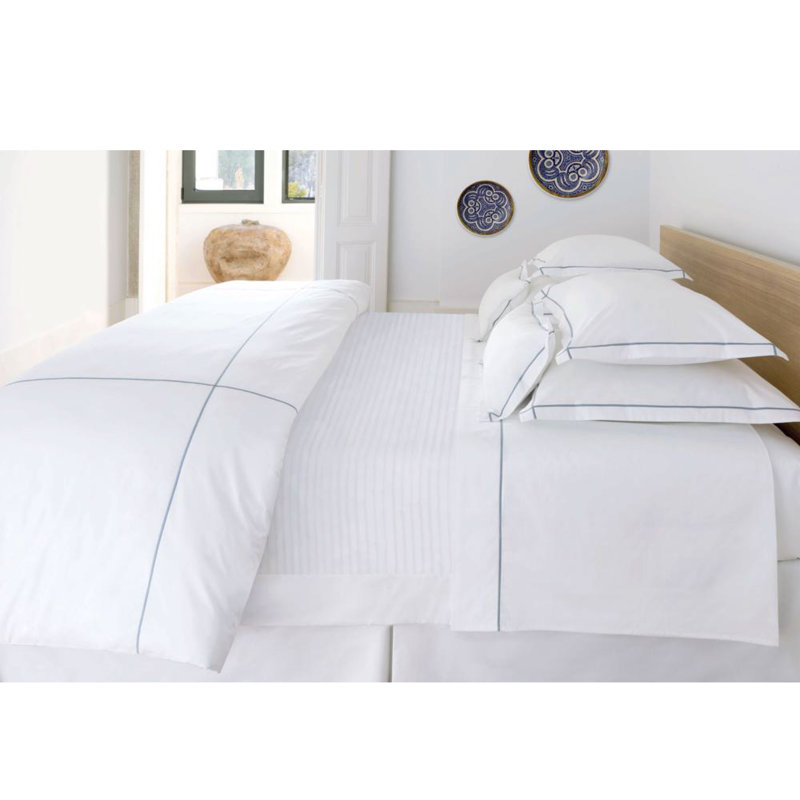 Classic Hotel Duvet Cover, Queen Duvet Cover, White/Blue