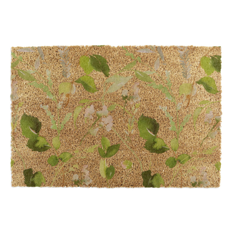 Watercolour Leaves Coir Doormat, 60cm W x 90cm L
