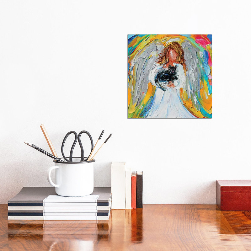 Angel With Cat by Karen Tarlton - Wrapped Canvas Painting, 30.48 cm H x 30.48 cm W