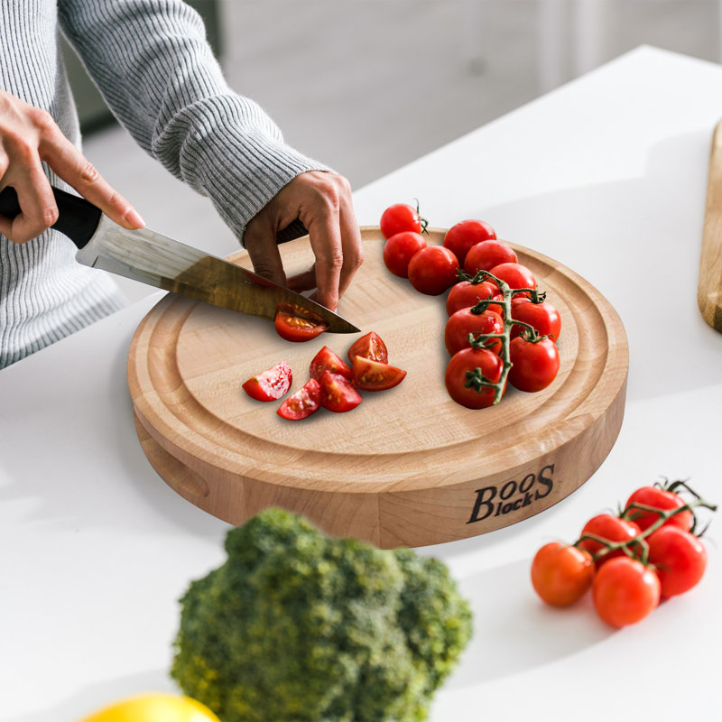 Maple Round 12" Wood Cutting Board with Juice Groove
