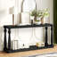 Console vintage en grain de bois avec tablette inférieure et 4 pieds de vase-2076774062