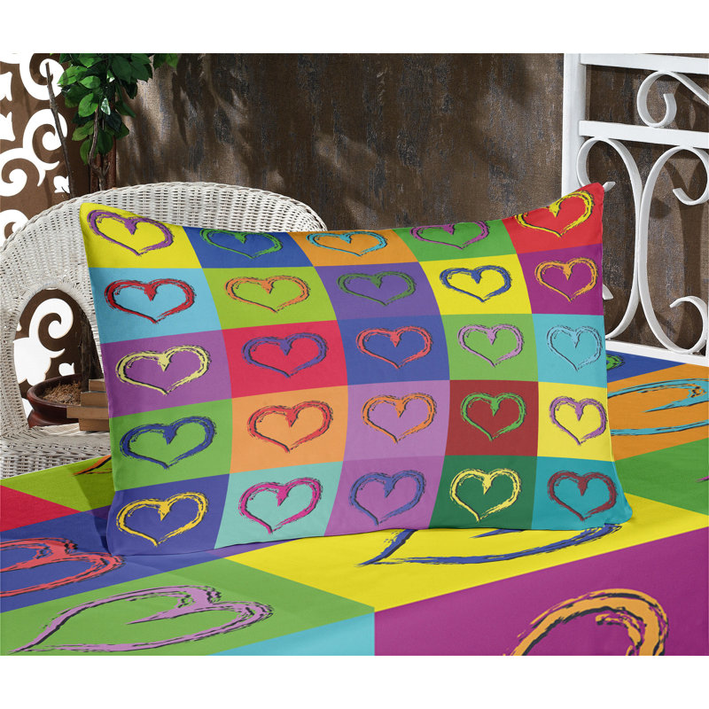 Multicolore drap-housse et coussin décoratif Ambesonne, Ensemble de draps pour très grand lit californien