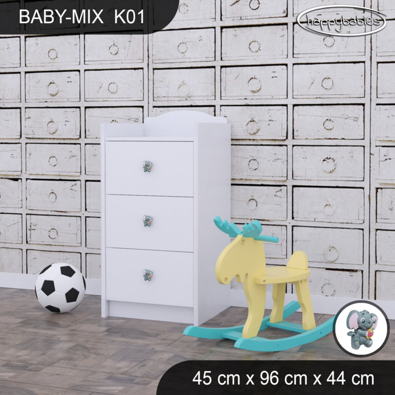 Baby Mix Kids 3 - Drawer Dresser, White