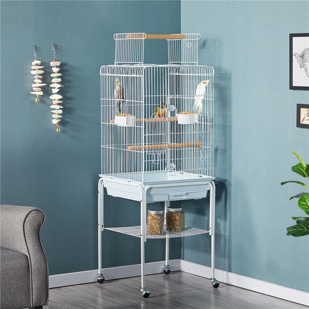 136cm Iron Play Top Floor Bird Cage with Wheels