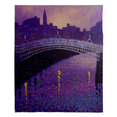Couverture en sherpa doux pont mauve brouillard ha