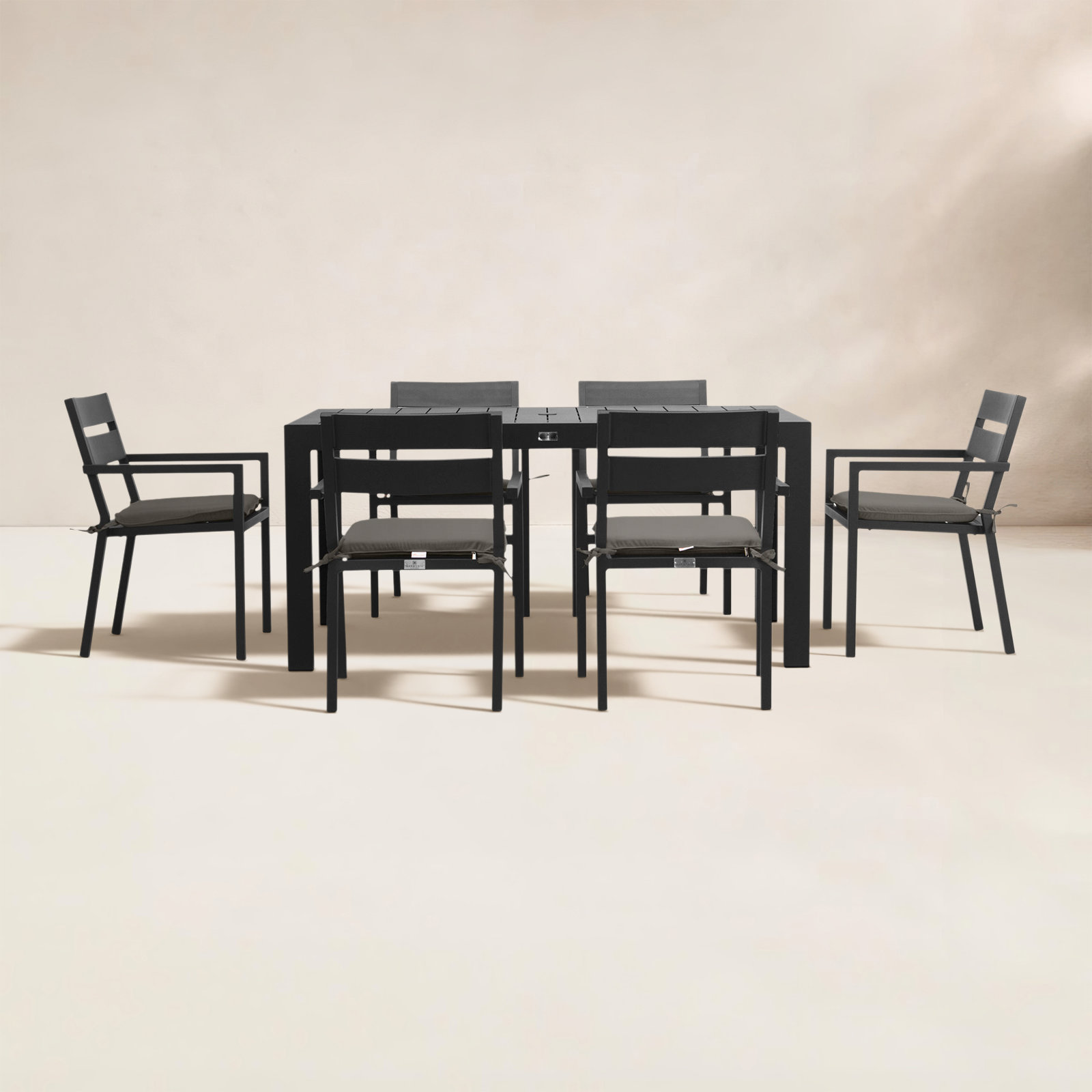 Eartha 63" Patio Dining Set, Canvas Regatta Sunbrella® Canvas, Black
