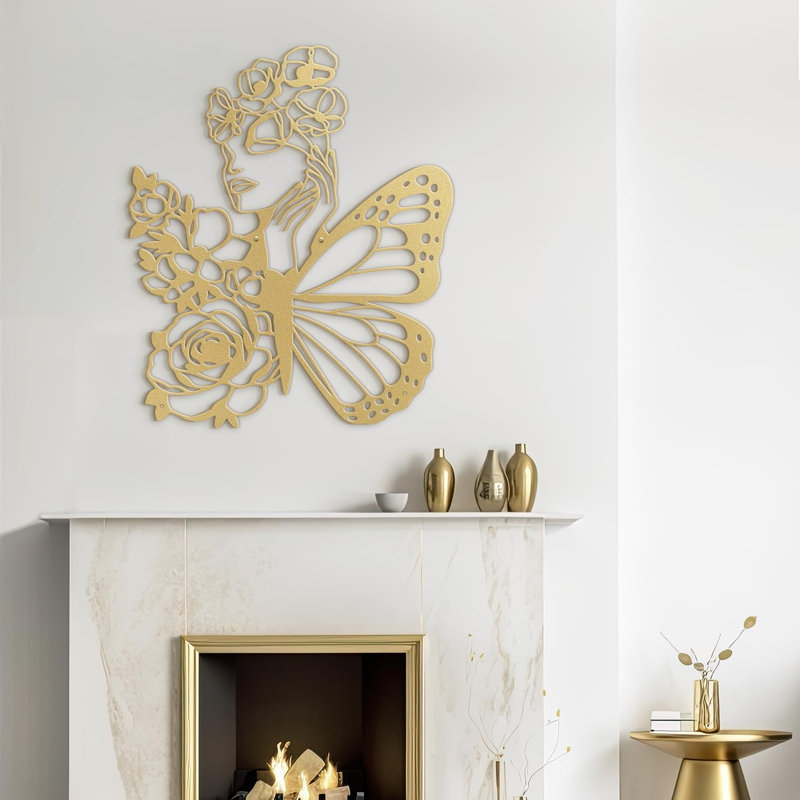 Décoration murale en métal, H 24 po x l 16 po x P 0,05 po, Or